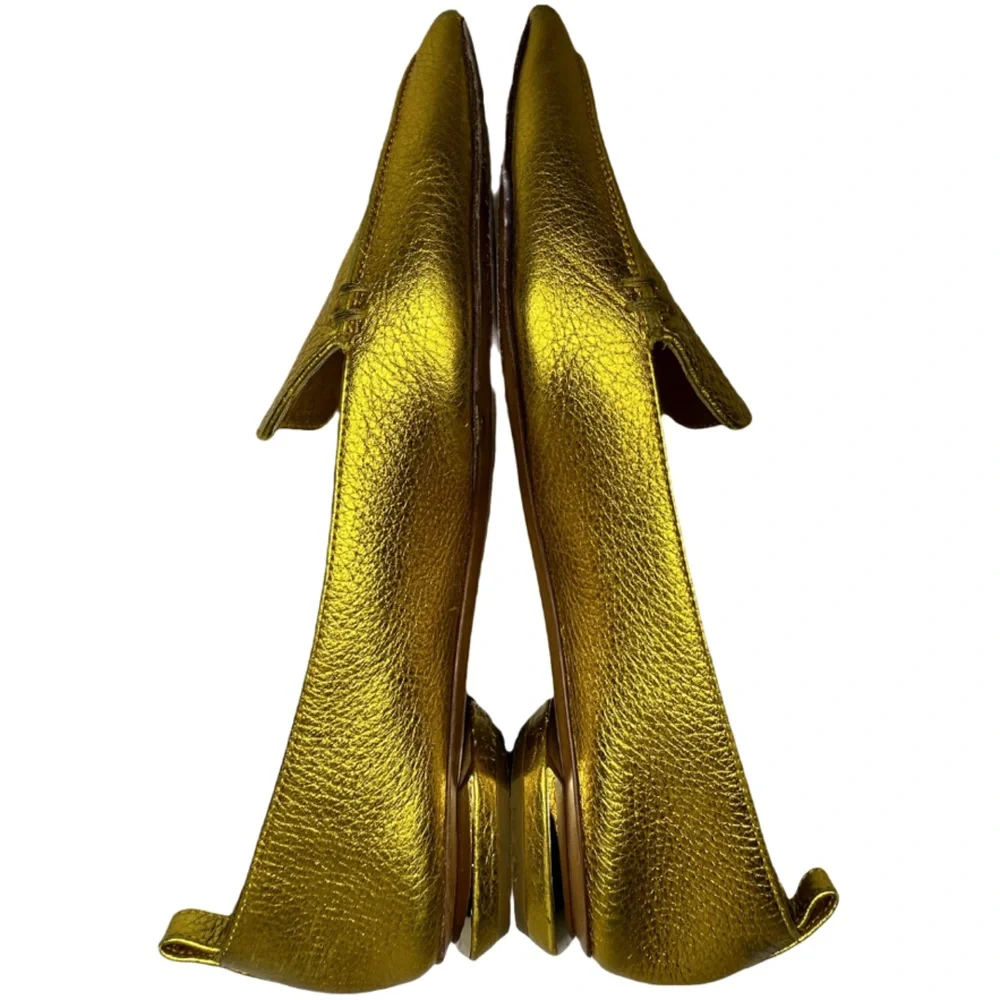 NICHOLAS KIRKWOOD | Beya Gold Leather Pointed Toe Flat Loafer Shoe Lux